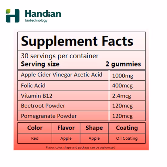 OEM Halal Vegan Suplementos Vinagre de Maçã Doce Vitamina Comida Saudável Perda de Peso Vitamina Gummy para Peso, Desintoxicação e Limpeza
